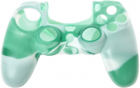 Силиконовый чехол для геймпада Sony DualShock 4 (камуфляж лайм белый/зелёный)
