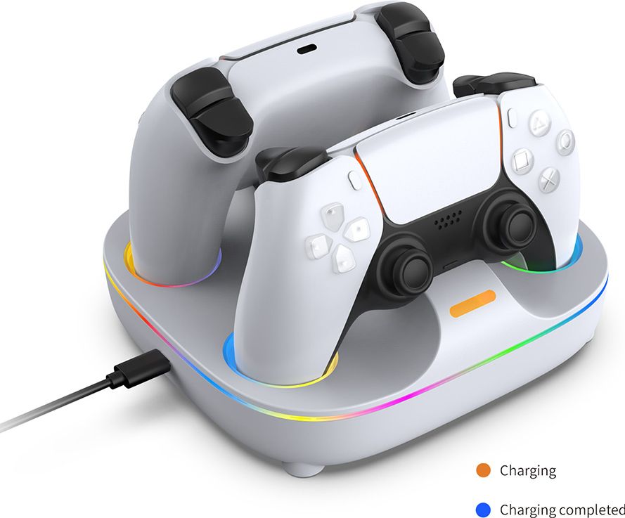 Зарядная станция DOBE для 2-х геймпадов Sony Dualsense (белая) (TP5-35115)