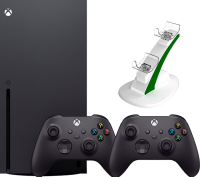 Microsoft Xbox Series X + 2-ой геймпад (Carbon Black) + зарядная станция OIVO + 2 аккумулятора 1400 мА·ч