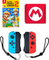 ИгроПак для Nintendo Switch: Игра Super Mario Maker 2 + контроллеры LaR JOY PAD + Кейс HORI на 12 игровых карт