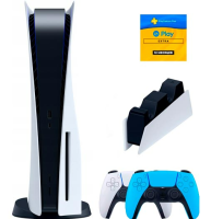 Sony PlayStation 5 (PS5, CN) + 2-й геймпад (звездный синий) + зарядная станция + PlayStation Plus Extra + EA Play на 1 год (Турецкая) + Флешка