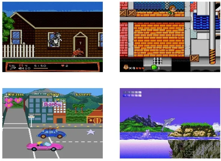 Картридж 16b 10 в 1 AC10001 (Sonic3D+EJim2+JBook+Barbie+TToon+...) (рус)