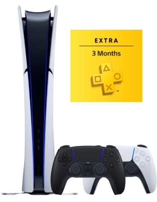 Sony PlayStation 5 Slim Digital (PS5 Slim, EU) + 2-й геймпад (чёрная полночь) + PS Plus Extra на 3 месяца (тур.)