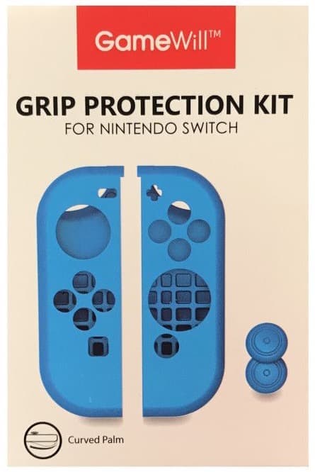 Силиконовые чехлы GameWill + накладки на стики для 2-х контроллеров Joy-Con (синие)