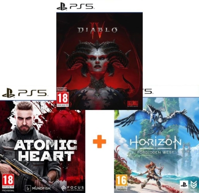 ИгроПак для PS5: Atomic Heart + Horizon: Forbidden West + Diablo IV with Litografy