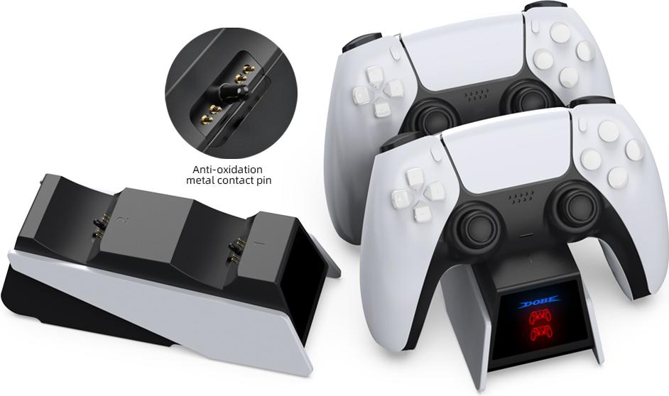 Зарядная станция DOBE для 2-х геймпадов Sony Dualsense (белая) (TP5-0523)