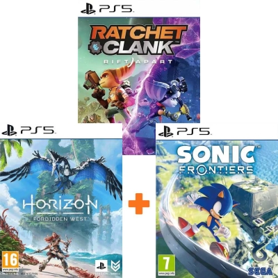 ИгроПак для PS5: Ratchet and Clank: Rift Apart + Horizon: Forbidden West + Sonic Frontiers