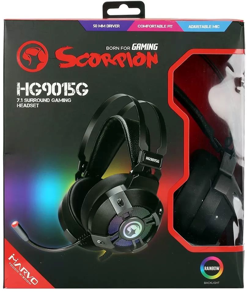 Проводные наушники Marvo HG9015G USB Gaming Headset звук 7.1 с подсветкой, ПК