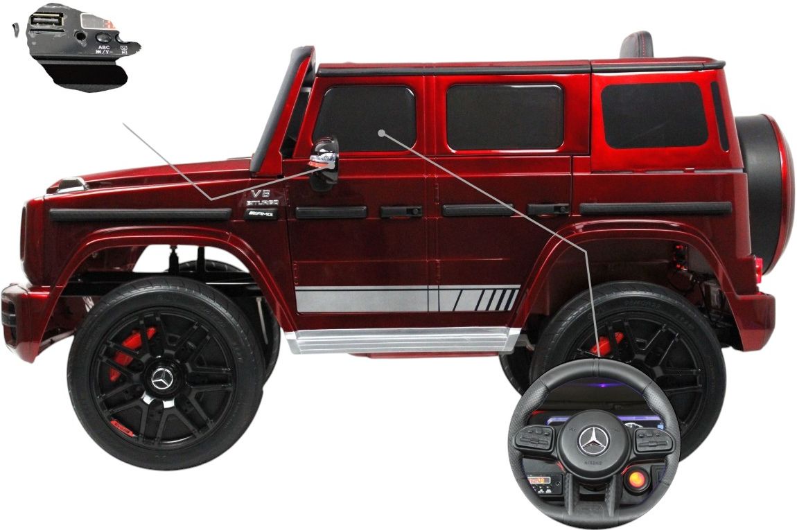 Детский электромобиль RiverToys Mercedes-Benz G63 4WD (Mercedes-AMG-G63-4WD-K999KK-CHERRY-GLANEC) вишневый глянец