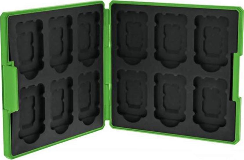 Кейс HORI на 12 игровых карт + 12 microSD Minecraft (зелёный) для Nintendo Switch