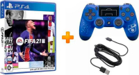 Набор Игра FIFA 21 + Геймпад Sony DualShock 4 V2 PlayStation F.C. + Кабель для подзарядки 2.0м