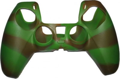 Силиконовый чехол для геймпада Sony DualSense (зелёный камуфляж)