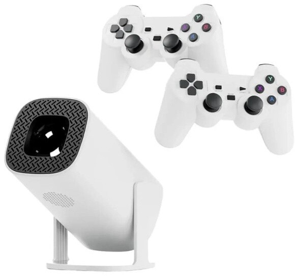 (EU) Проектор OEM P30 Max портативный игровой (1GB/8GB, Android 11, 2 Контроллера, 4K, 3D), Белый
