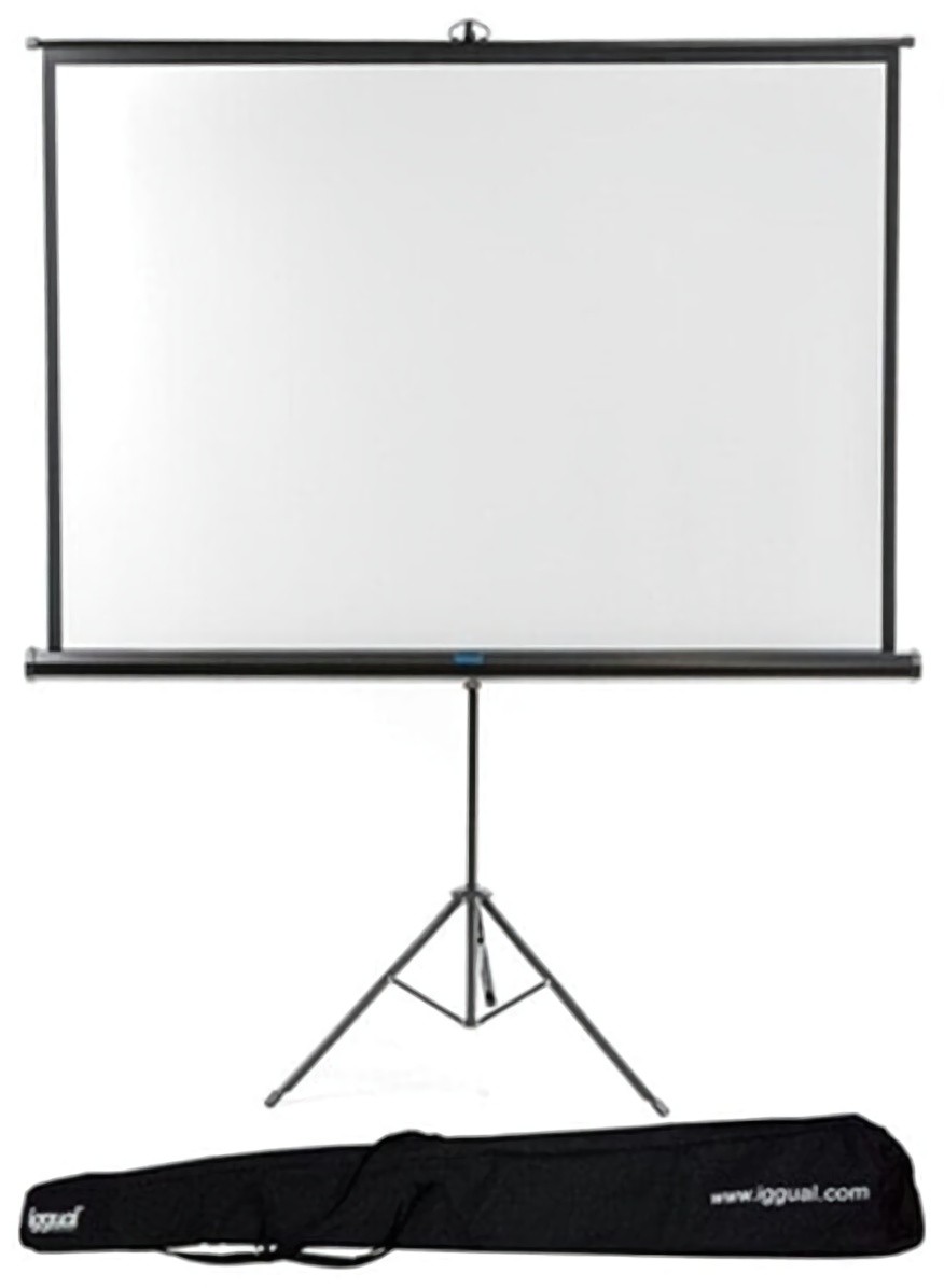 (EU) Экран для портативного проектора Iggual Pantalla Mural 200x200cm con Trípode (рулонный, на штативе) , Белый