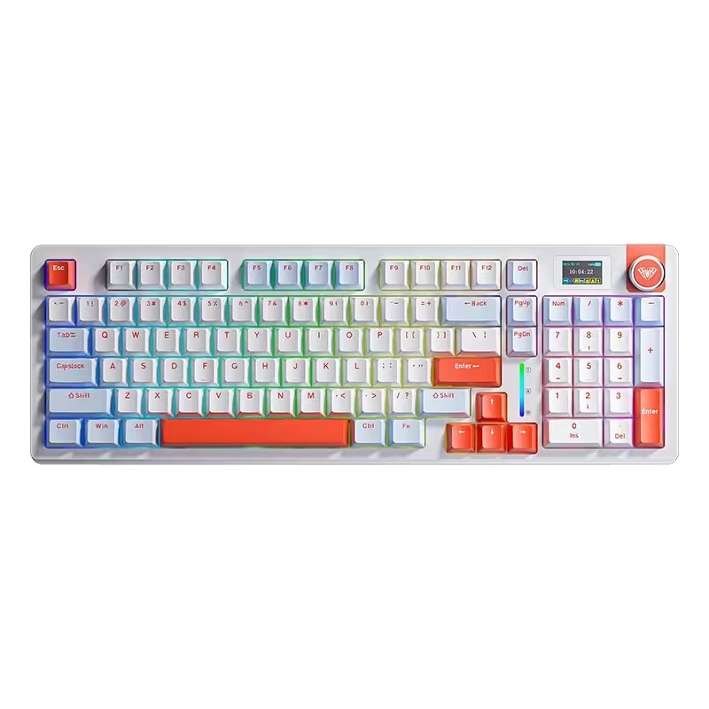 Клавиатура AULA S98Pro 3in1 RGB, синие свитчи, Бело-сине-тёмно-пурпурная