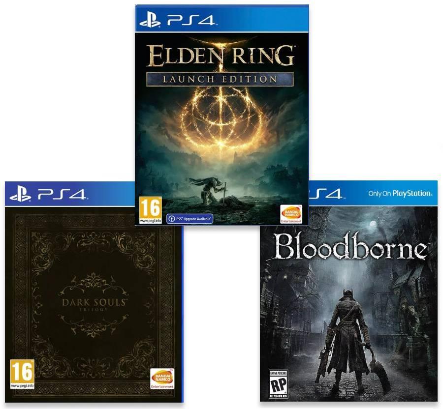 ИгроПак для PS4: Elden Ring Launch Edition Премьерное Издание + Dark Souls Trilogy + Bloodborne: Порождение крови