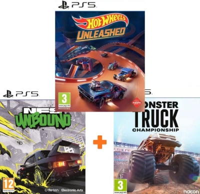 ИгроПак для PS5: Hot Wheels Unleashed + Need for Speed Unbound + Monster Truck Championship