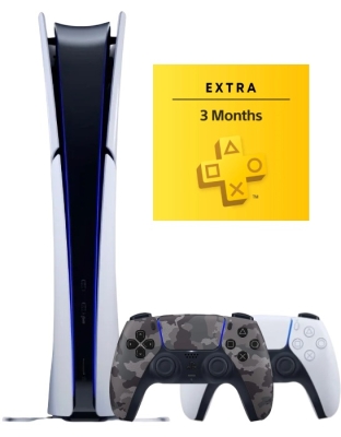 Sony PlayStation 5 Slim Digital (PS5 Slim, EU) + 2-й геймпад (серый камуфляж) + PS Plus Extra на 3 месяца (тур.)