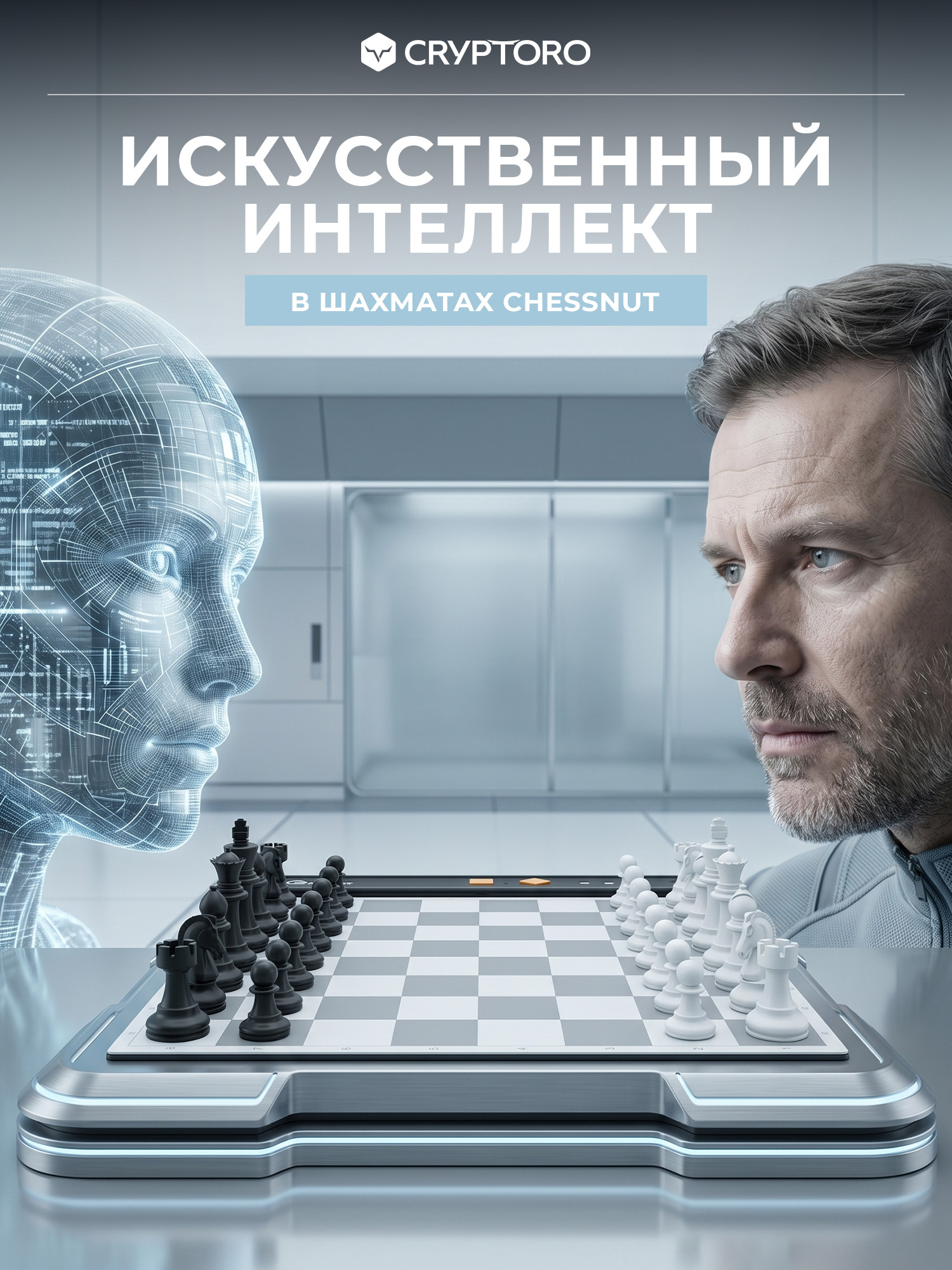 Шахматы Chessnut GO Grey с искусственным интеллектом