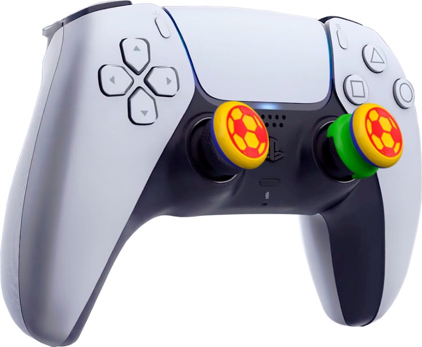 2 низкие + 1 высокая накладки на стики Футбол для DualSense PS5 (желтые)