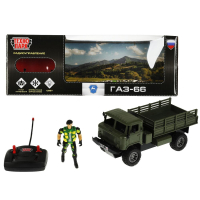 Машина р/у ГАЗ 66, 25 см, свет, с солдатом, зелен, кор. Технопарк в кор.2*18шт 2010F222-R