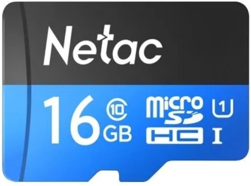 Карта памяти MicroSD 16GB Netac P500 Standard Class 10 UHS-I (90 Mb/s) + SD адаптер