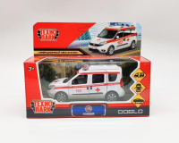 Машина металл FIAT DOBLO СКОРАЯ длина 12 см, двери, инерц, белый, кор. Технопарк в кор.2*36шт DOBLO-12AMB-WH