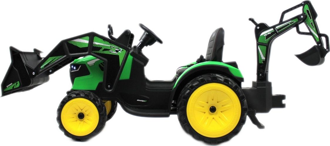 Детский электромобиль RiverToys экскаватор-погрузчик A777MP зеленый