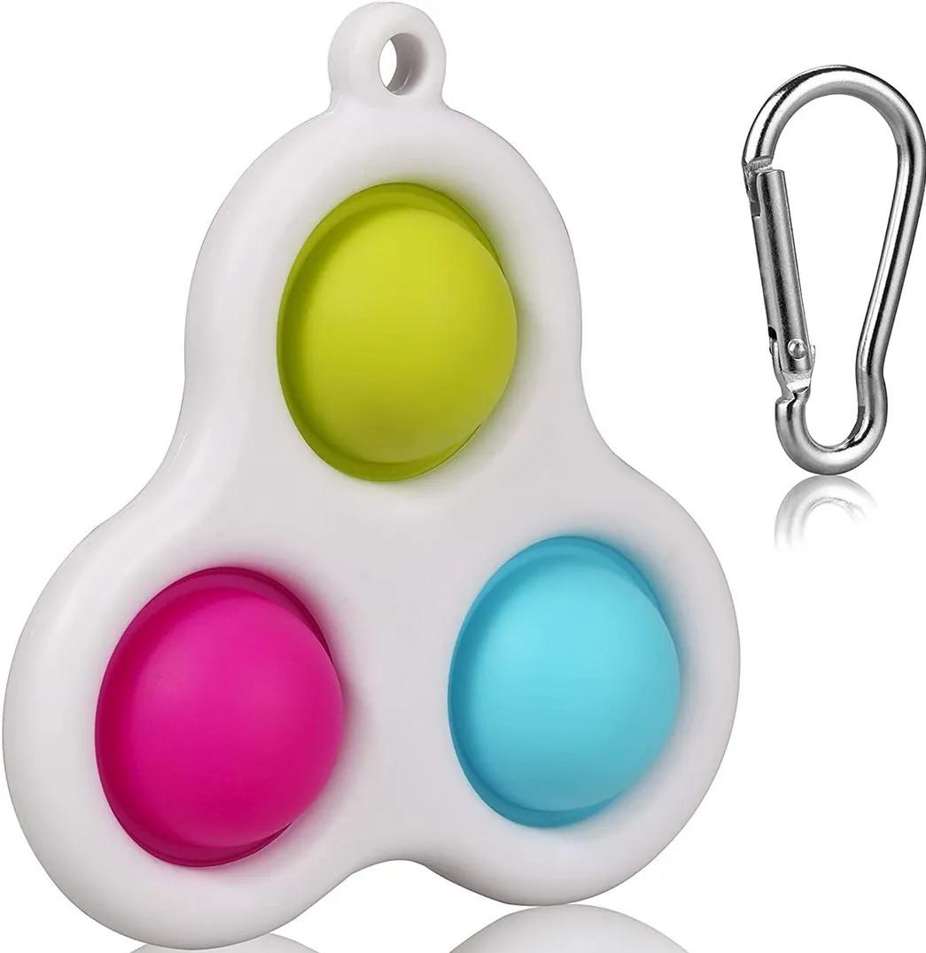 Брелок-игрушка Simple Dimple "Тройной" (белый) антистресс (тактильная, сенсорная)