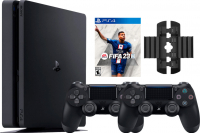 Sony PlayStation 4 Slim (500GB) (PS4, CUH-2200A)(AZ) + 2-й геймпад + подставка + игра FIFA 23