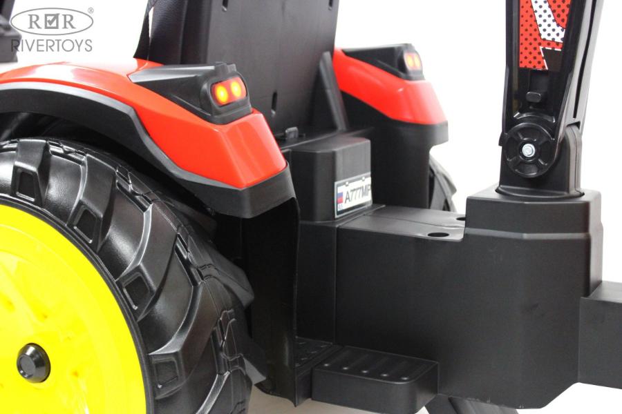 Детский электромобиль RiverToys экскаватор-погрузчик A777MP красный