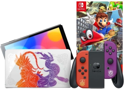 Игровая приставка Nintendo Switch OLED 64GB (Pokemon Scarlet and Violet Edition) + Игра Super Mario Odyssey