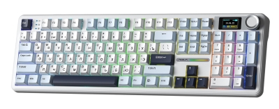Клавиатура AULA F108 Pro Reaper свитчи, Бело-голубо-тёмно-пурпурная