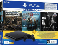 Sony PlayStation 4 Slim (1TB) (PS4, CUH-2208B) +Жизнь после (Days Gone) + Одни из нас (The Last of Us) + God of War IV + PS Plus 90 дней