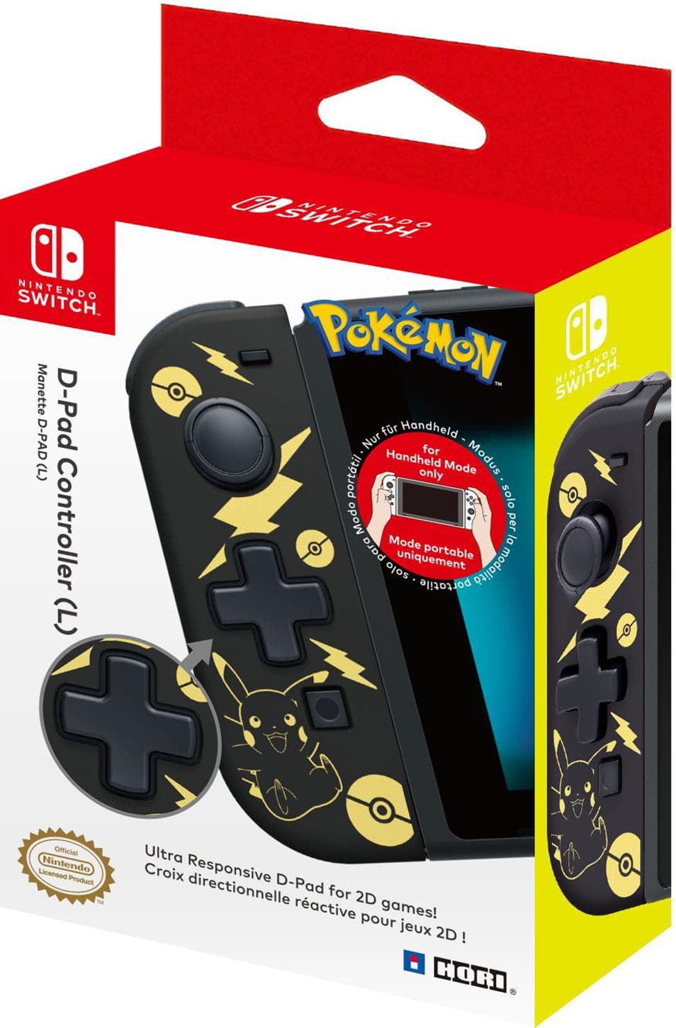 Контроллер HORI D-Pad Pikachu Black & Gold для Nintendo Switch (NSW-297U)