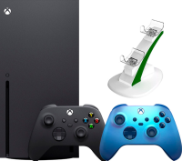 Microsoft Xbox Series X + 2-й геймпад (Aqua Shift) + зарядная станция OIVO + 2 аккумулятора 1400 мА·ч