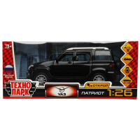 Машина металл свет-звук UAZ ПАТРИОТ 17,8 см, двери, инерция, черн, кор. Технопарк в кор.2*24шт PATRIOT-124SL-BK