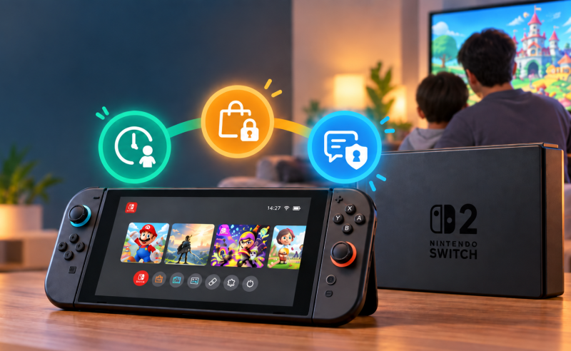 Родительский контроль на Nintendo Switch 2 — ограничения времени, покупок и общения