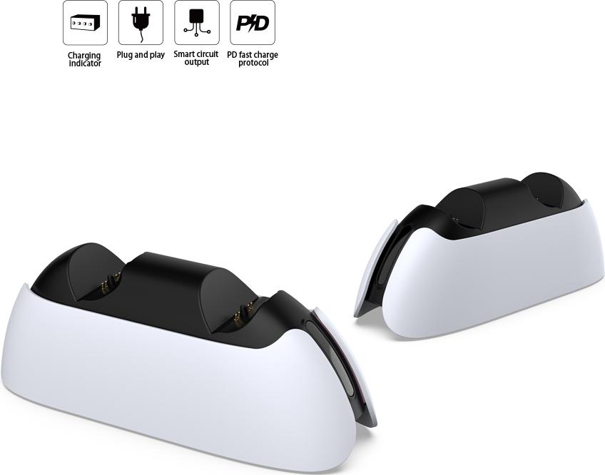 Зарядная станция DOBE для 2-х геймпадов Sony Dualsense RGB (белая) (TP5-05103)