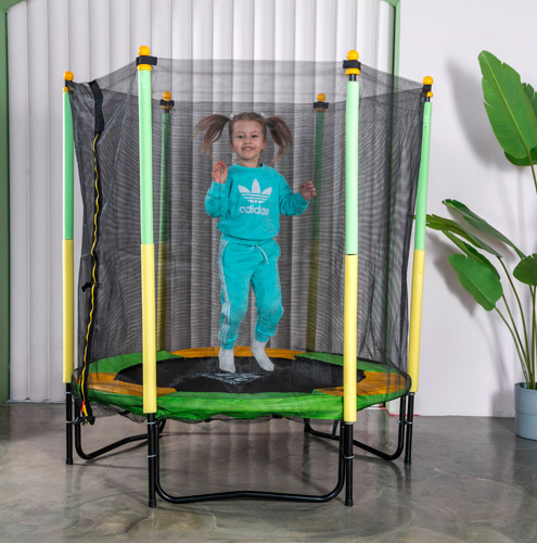 Батут DFC JUMP KIDS 55 зелено-желтый, сетка (137см) 55INCH-JD-GY