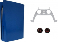 Комплект для кастомизации PS5 (синий): cъёмные боковые панели + съёмная панель для DualSense + низкие накладки на стики God of War