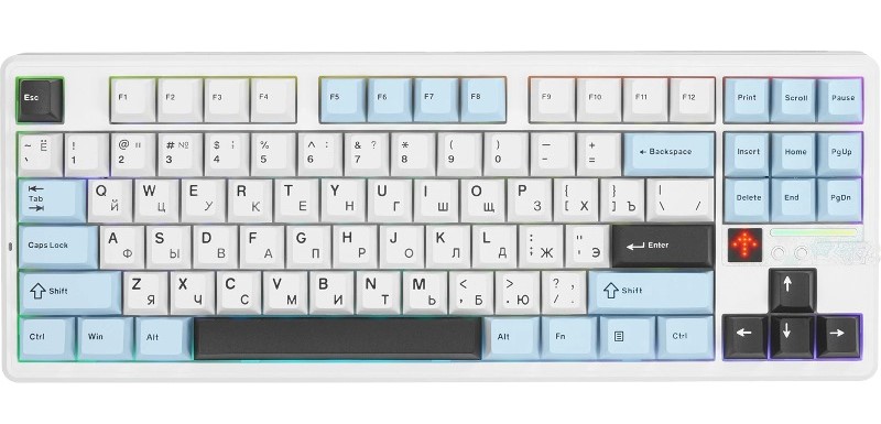 Клавиатура AULA F87Pro V2 Star Vector свитчи РУС, Бело-сине-тёмно-пурпурная