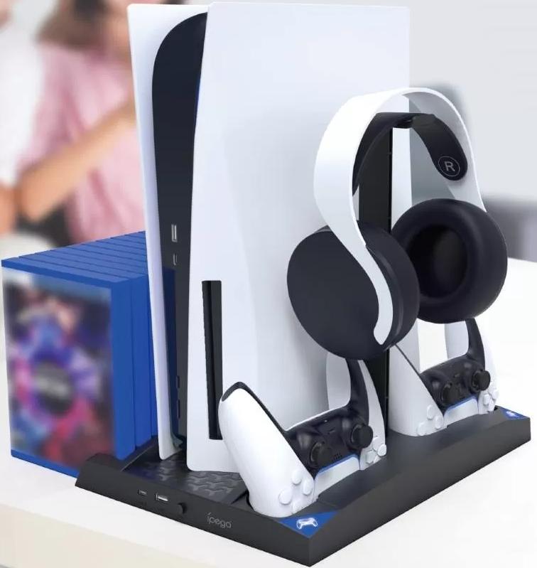 Sony PlayStation 5 (PS5) + 2-й геймпад + многофункциональный стенд (подставка) iPega + зарядная станция для 2-х геймпадов