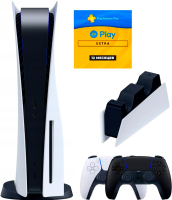 Sony PlayStation 5 (PS5, CN) + 2-й геймпад (чёрная полночь) + зарядная станция + PlayStation Plus Extra + EA Play на 1 год (Турецкая) + флешка