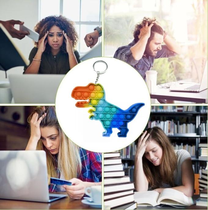 Брелок-игрушка POP IT Динозавр (6х9см) антистресс (тактильная, сенсорная)