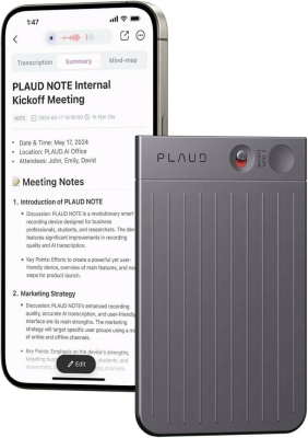 Диктофон PLAUD NOTE Black с искусственным интеллектом ChatGPT, 64 Гб