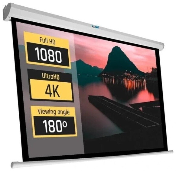 (EU) Проекционный экран Iggual PSIES180 (100", электрический 4:3), Белый.