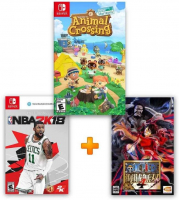 ИгроПак для Nintendo Switch: Animal Crossing New Horizons + One Piece Pirate Warriors 4 + NBA 2K18