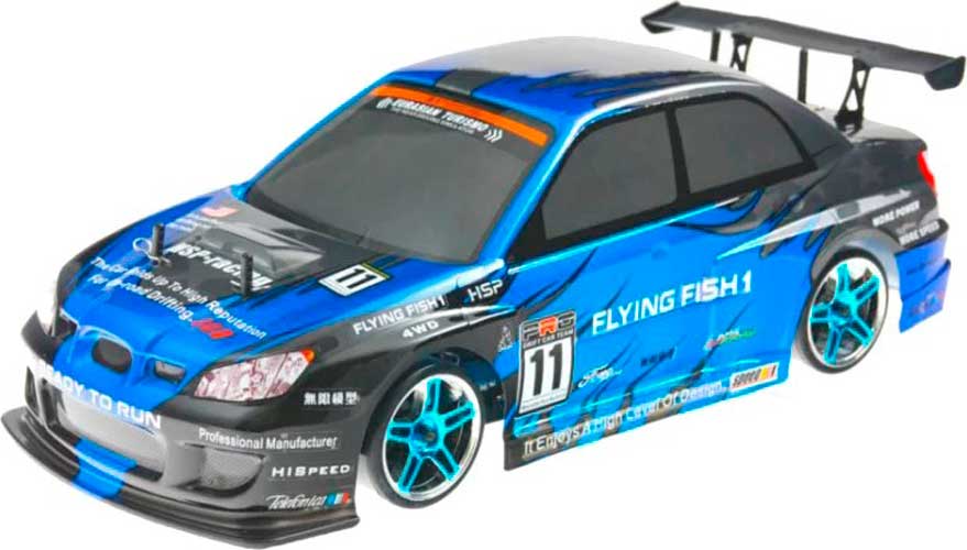 Радиоуправляемая модель НSP Flying Fish 1 (1к10) 4WD для дрифта синяя (94123PRO-12344)