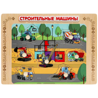 Игрушка деревянная рамка-вкладыш "строительные машины" Буратино в кор.100шт W0154